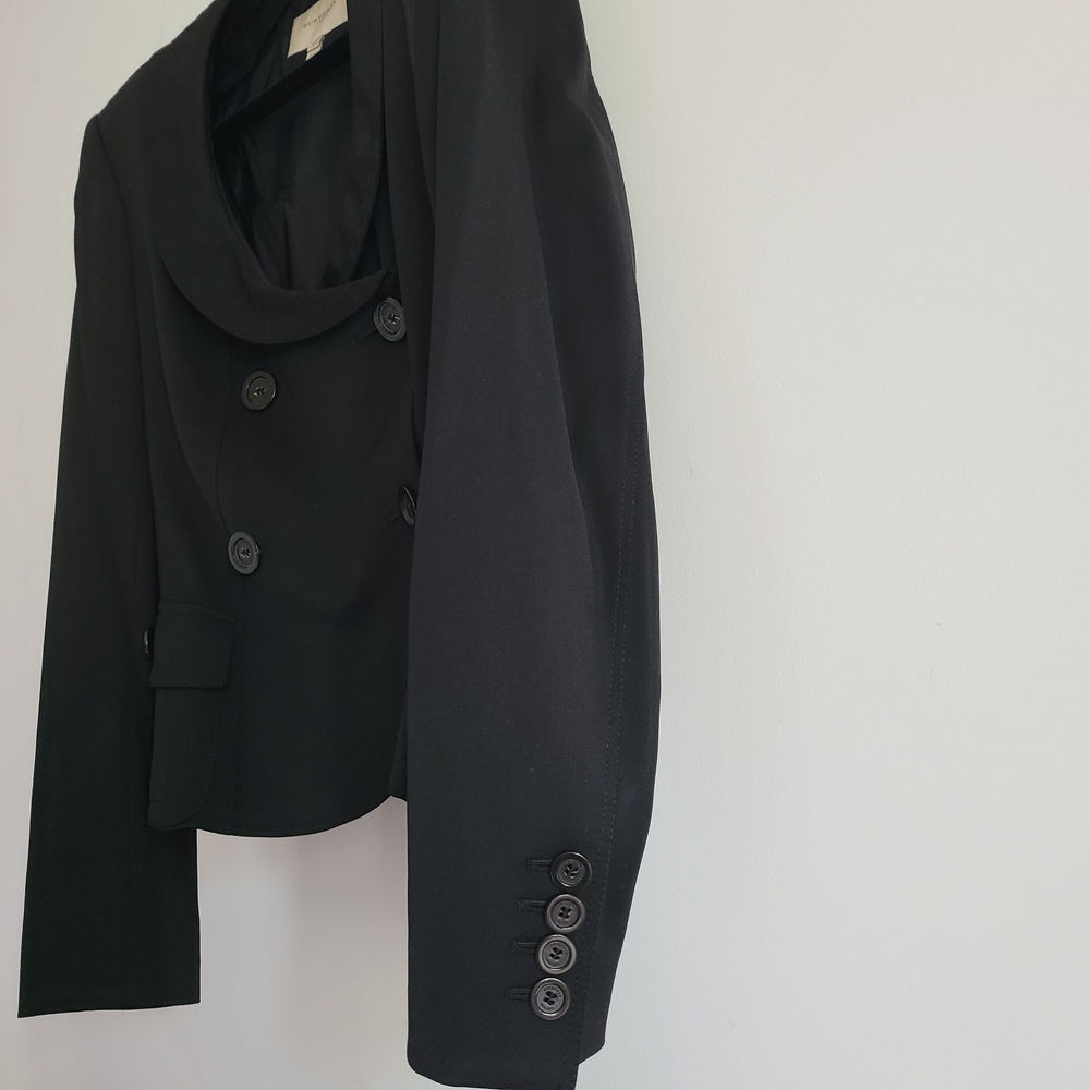 Burberry London Black Double-Breasted Wool Women's Blaser Jacket Size 12 - Picture 4 of 15